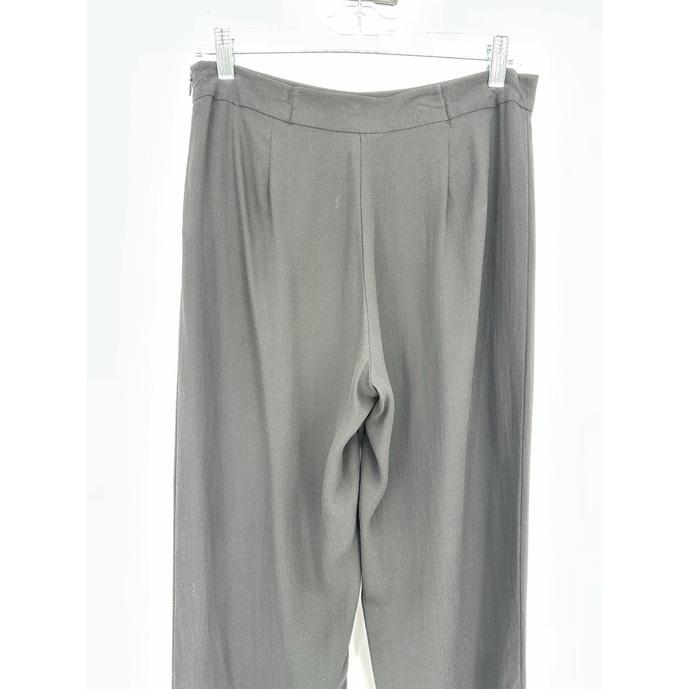 Eileen Fisher Petite Silk Crepe Georgette Straight Leg Ankle Pants Black PS - Picture 13 of 16